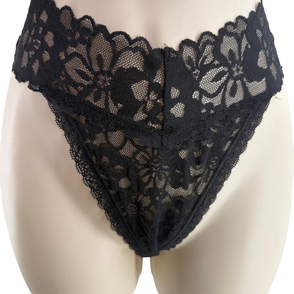 Victoria’s Secret Lacie Lace-up Thong Panty Black XLarge